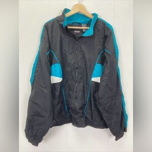 Mac Gregor Full Zipper Vintage Black & Teal Windbreaker Size 2X